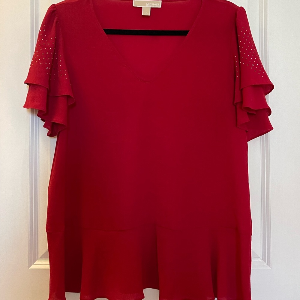 Flattering Red Calvin Klein Blouse